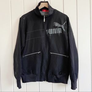 Puma Zip Up Track Jacket Black with Grey Detailing